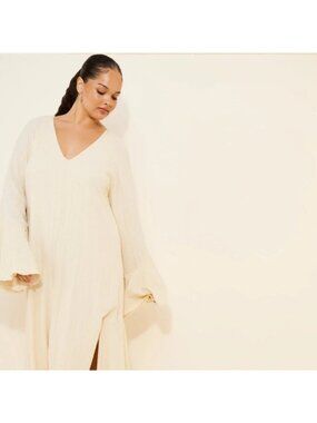 En Elly Tunic Maxi Dress Ivory Beige M